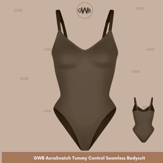GWB AuraSnatch Tummy Control Butt Lift Seamless Shapewear Bodysuit Brown