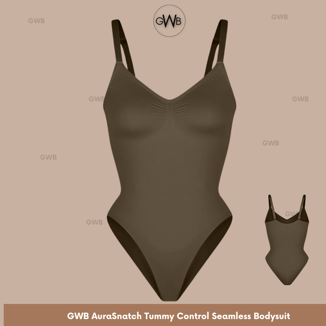 NEW! GWB AuraSnatch Tummy Control Butt Lift Seamless Bodysuit Brown
