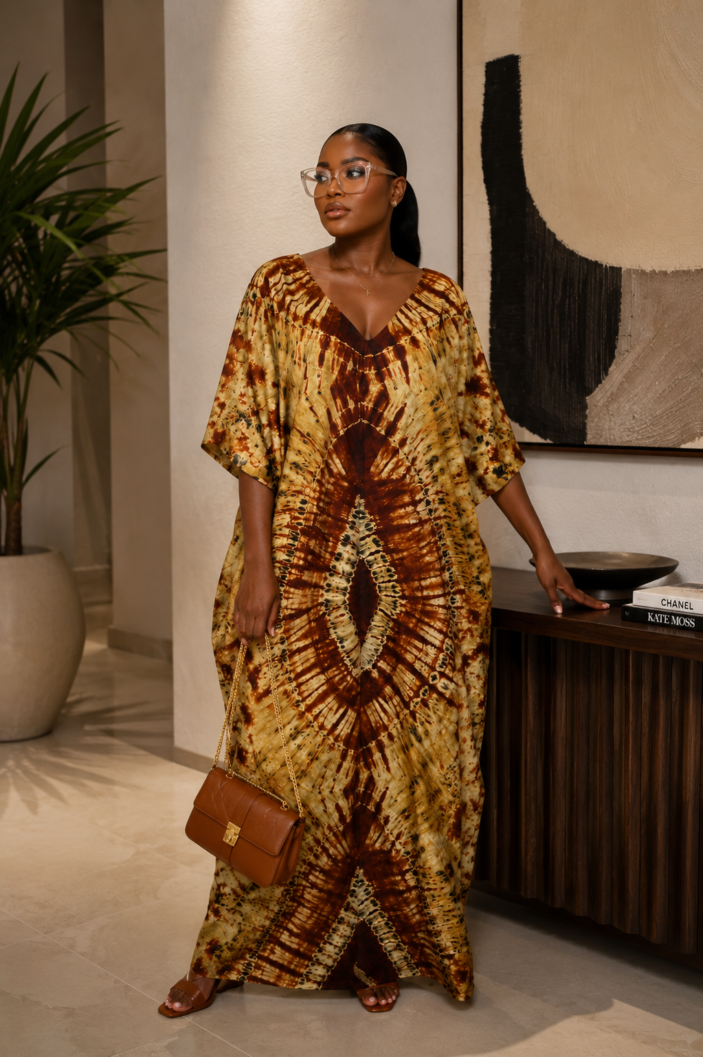 Emerald Ocean African Tie-Dye Boubou Kaftan Oversized Maxi Dress Women Size UK 8–14