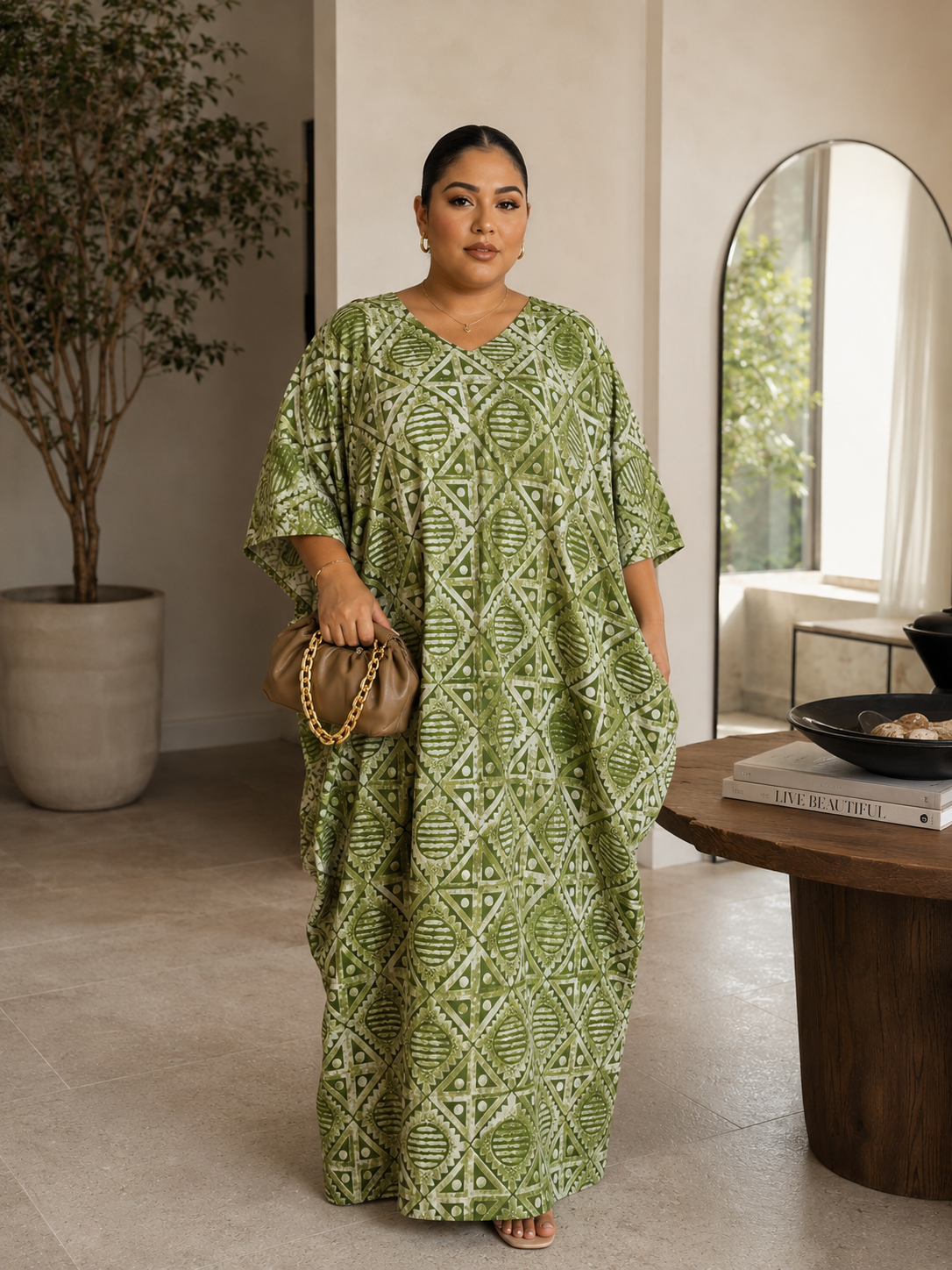 Luxury Green Fringe African Boubou Maxi Dress – Rich Aunty Kaftan for Women Size 8- 16