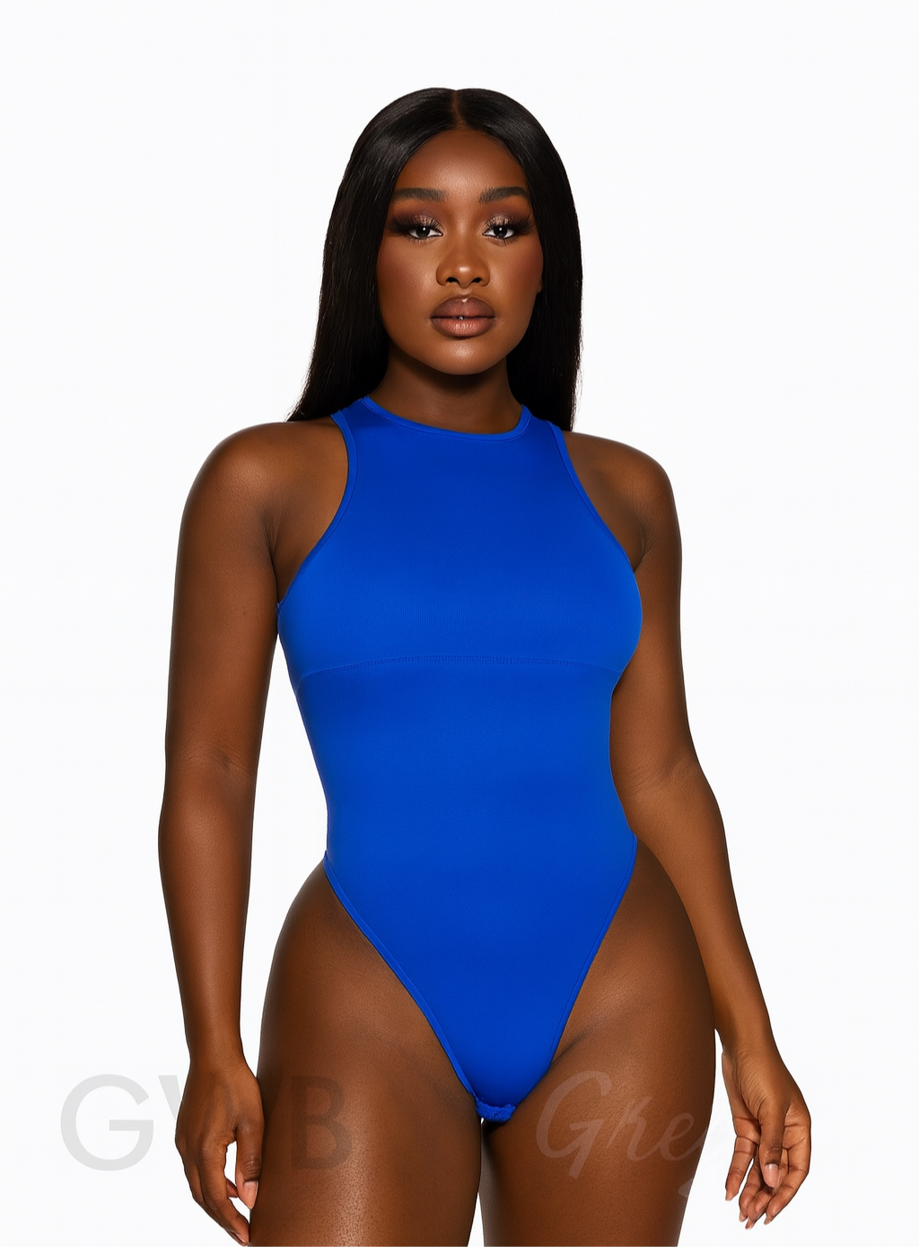 GWB Sculpt Me Swimwear Shape-wear Tummy Control Bodysuit Blue