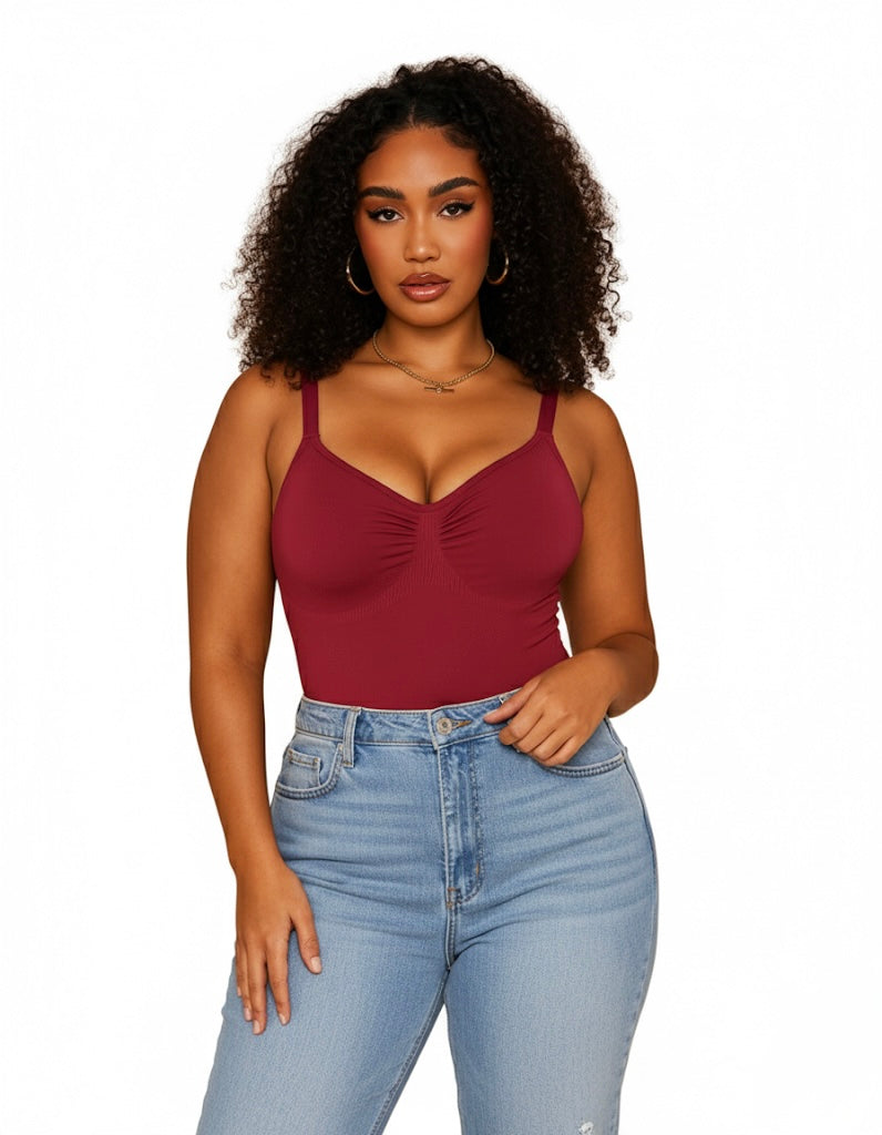 GWB AuraSnatch Tummy Control Butt Lift Seamless Shapewear Bodysuit Brown