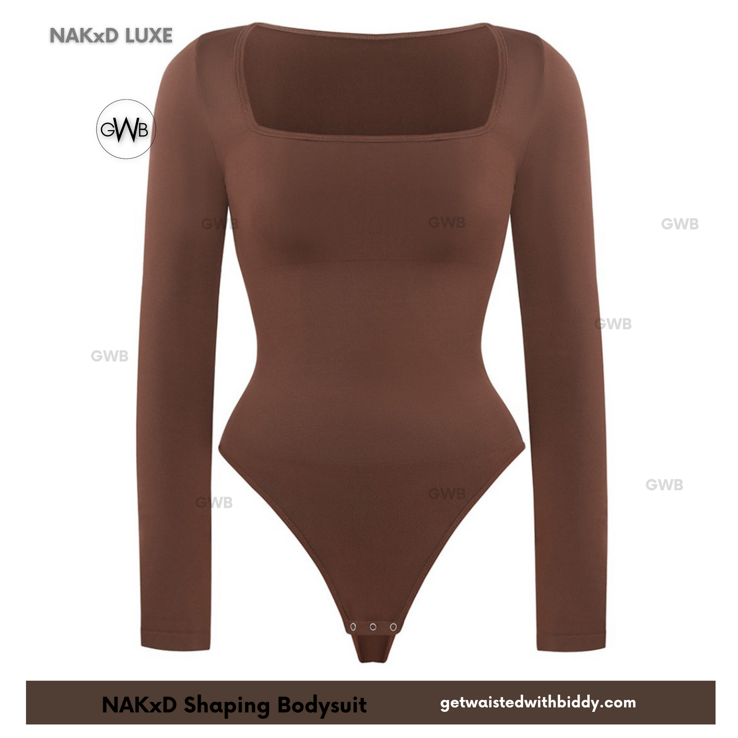 NaKxD Long sleeve Square Neck Shapewear Bodysuit