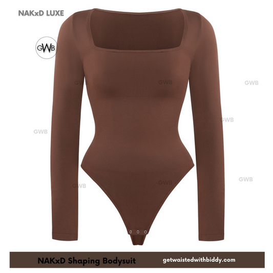 NaKxD Long sleeve Square Neck Shapewear Bodysuit