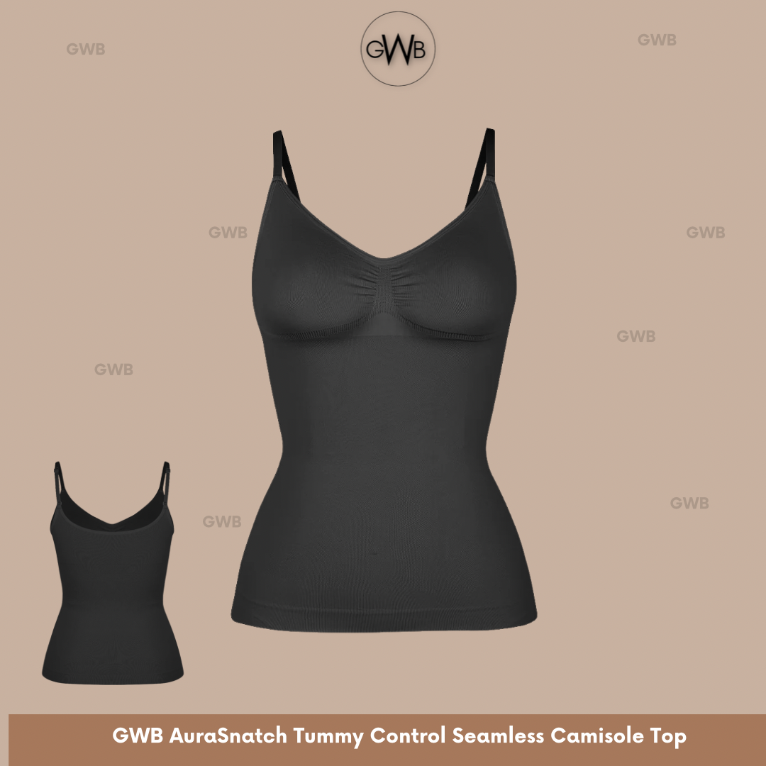NEW! GWB AuraSnatch Tummy Control Seamless Camisole Top Black