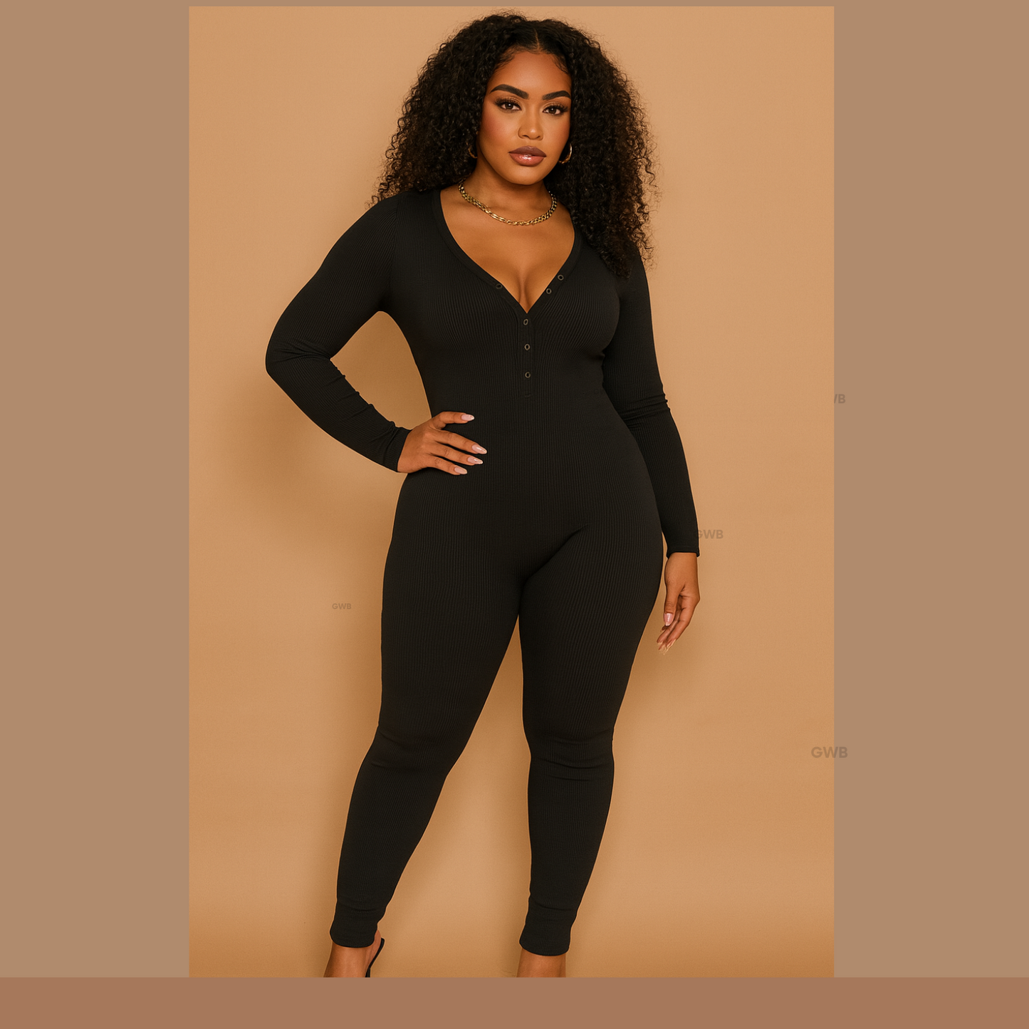 GWB Cozee Loungewear Jumpsuit Bodysuit Black