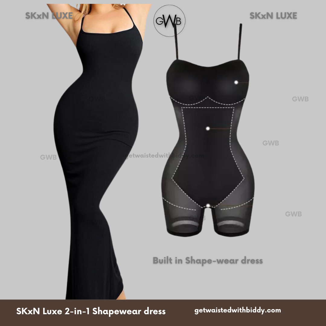 SkxN Luxe Built-in Shapewear Dress Shaping Sleeveless Summer Maxi Dress