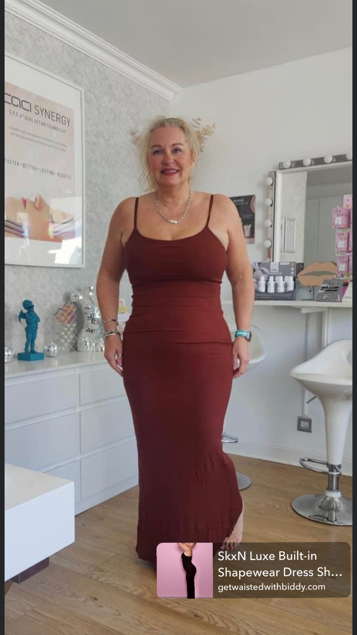 SkxN Luxe Built-in Shapewear Dress Shaping Sleeveless Summer Maxi Dress