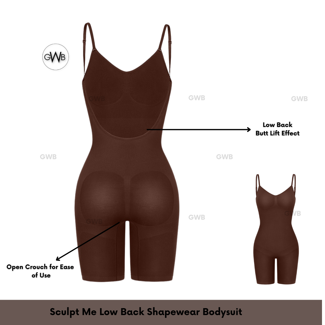 GWB Sculpt Me Low Back Butt Lift Bodysuit Tummy Control Shape-wear Black