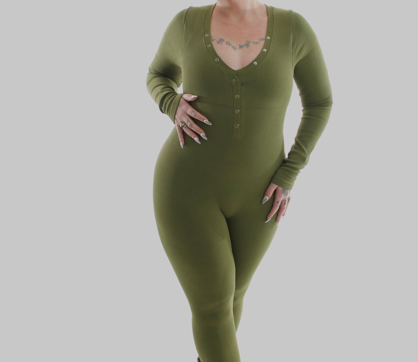 NEW! GWB Cozee Loungewear Jumpsuit Bodysuit Green