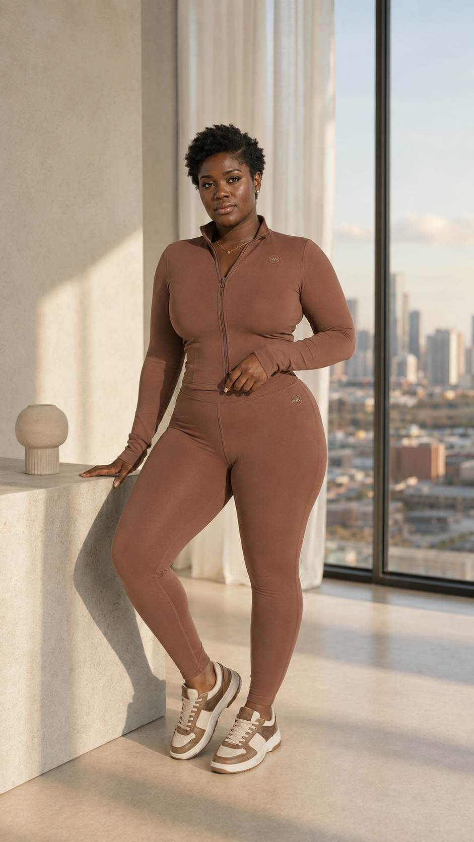 Noir Brown Activewear 2 Piece Jackets and High Waist Leggings - Limited Edition