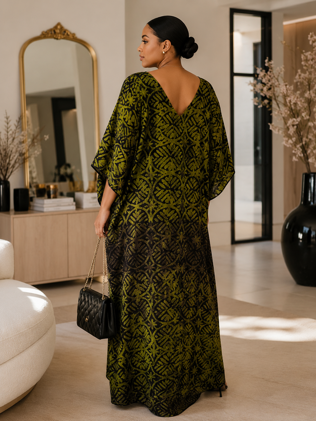 Emerald Crepe Tie-Dye Boubou  Kaftan Maxi Dress Summer Size 8-16