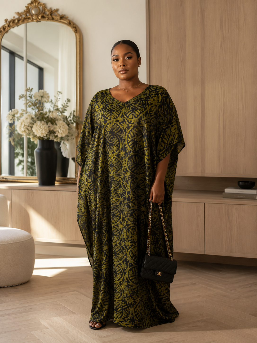 Emerald Crepe Tie-Dye Boubou  Kaftan Maxi Dress Summer Size 8-16