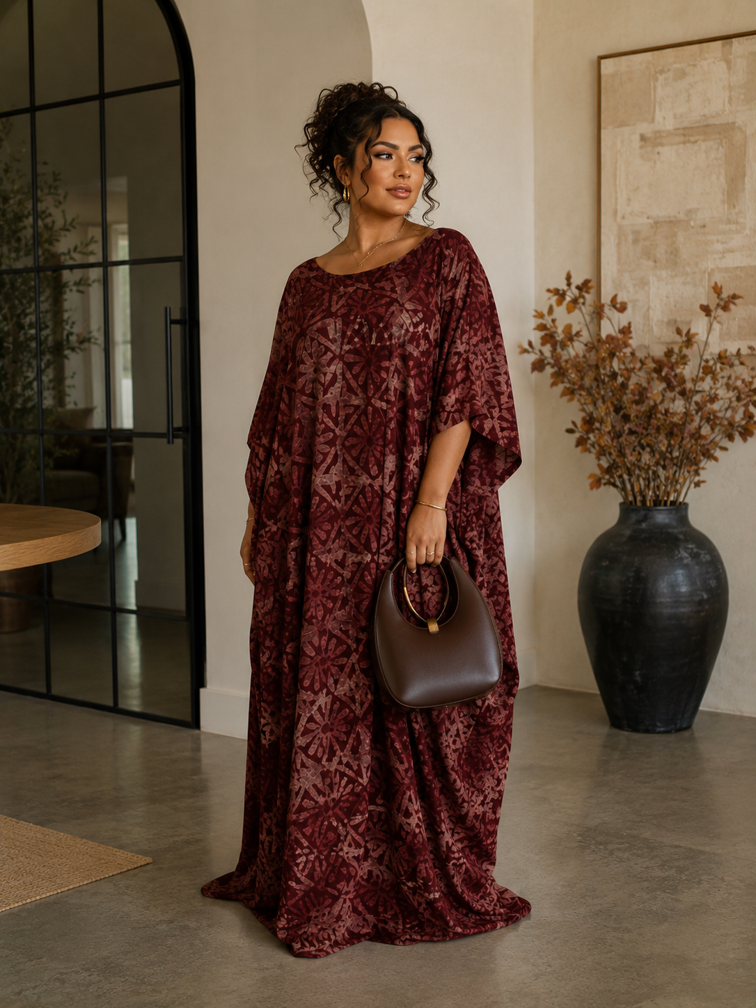 Luxury Maroon Fringe African Boubou Maxi Dress – Rich Aunty Kaftan for Women Size 8- 16