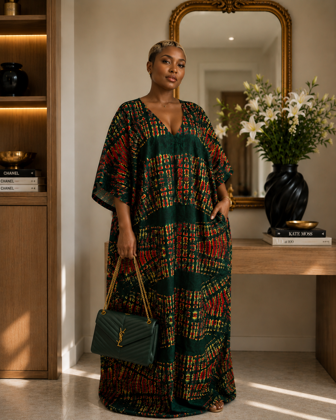 Rich Aunty Emerald Luxe African Boubou Kaftan Maxi Dress – One Size UK 8-14