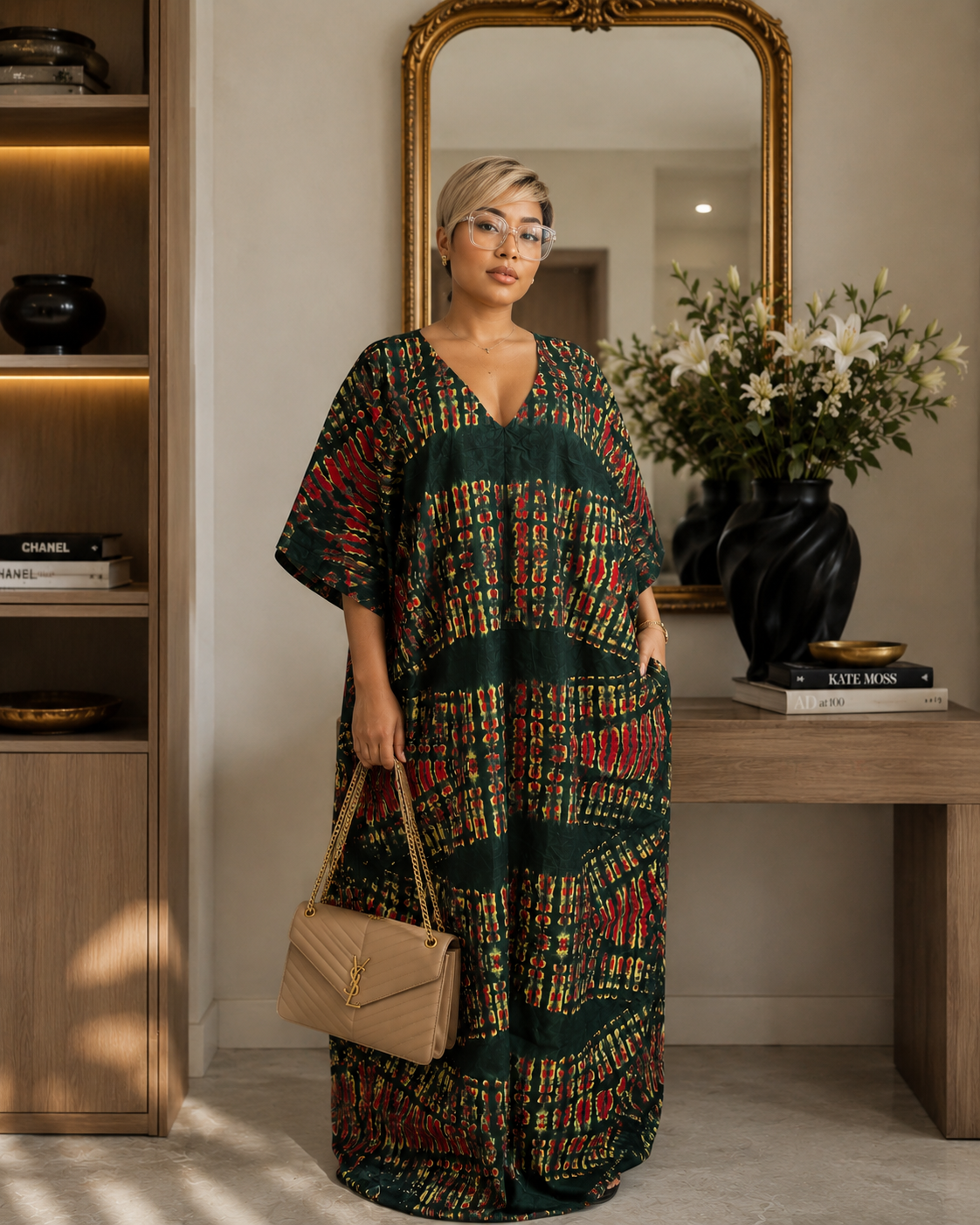Rich Aunty Emerald Luxe African Boubou Kaftan Maxi Dress – One Size UK 8-14