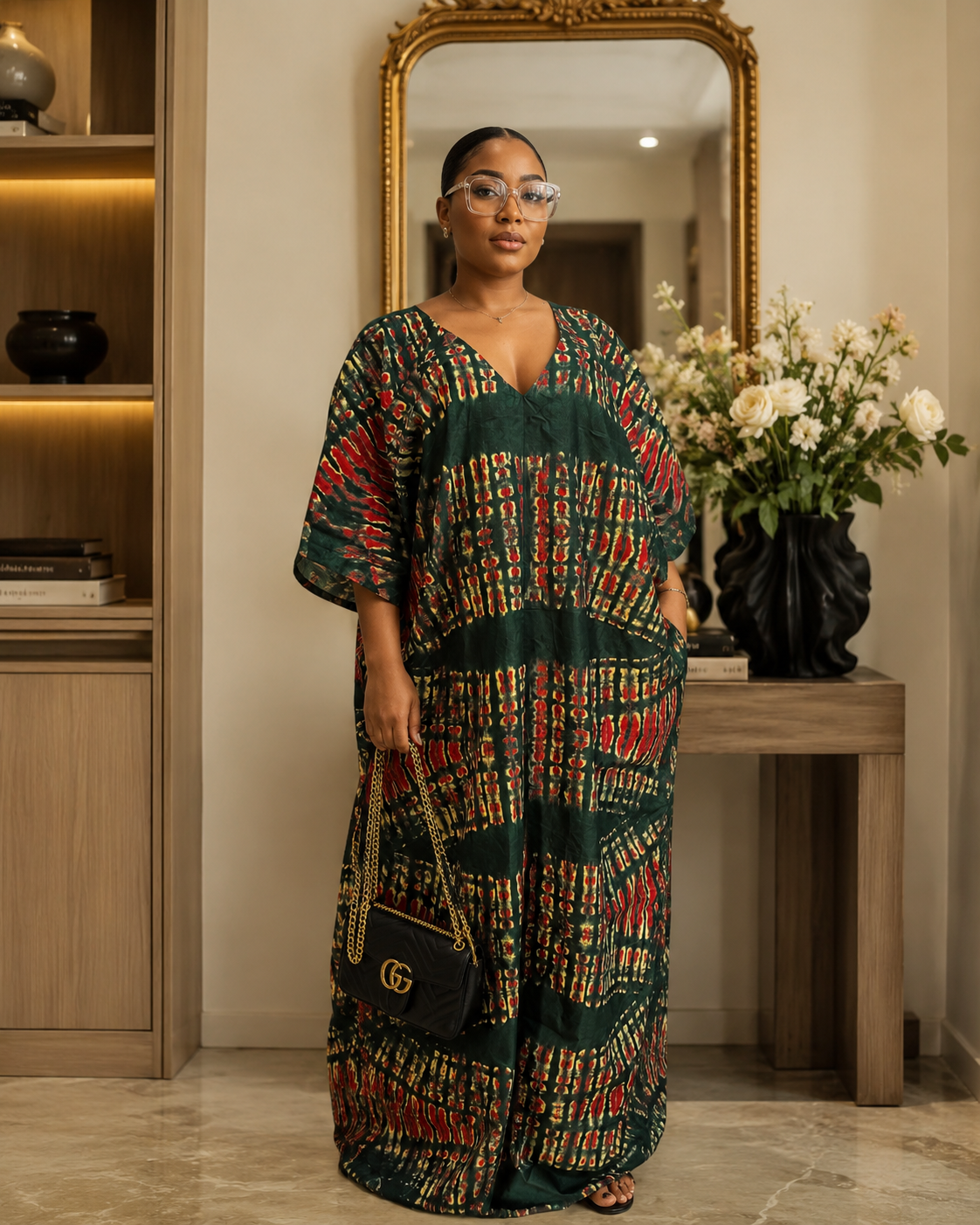 Rich Aunty Emerald Luxe African Boubou Kaftan Maxi Dress – One Size UK 8-14