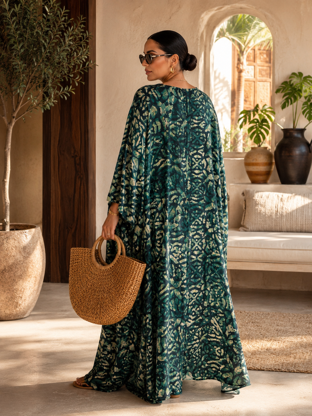 Oversized Green African Tie-Dye Boubou  Kaftan Maxi Dress Summer Size 12-16