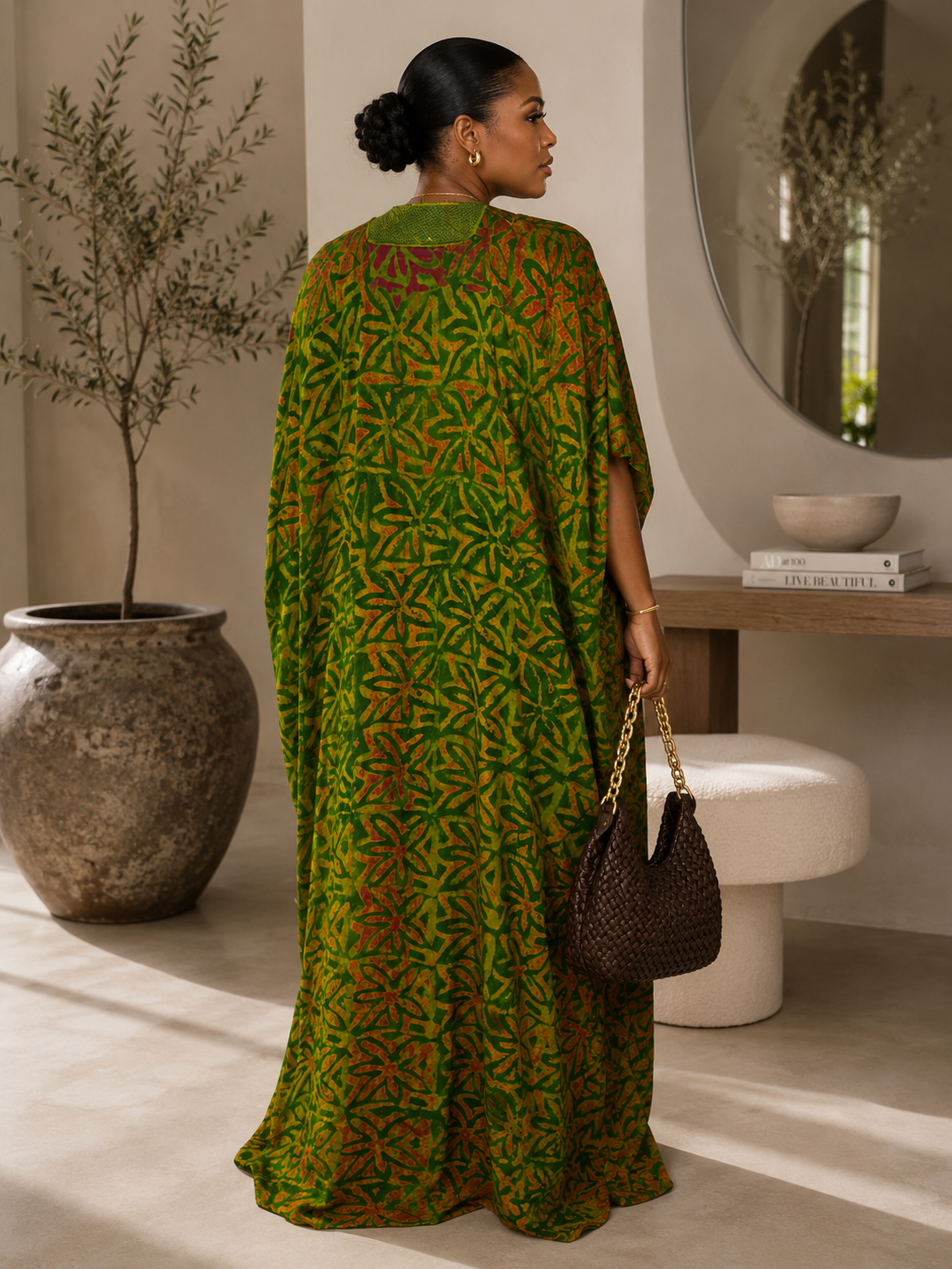 Emerald Luxe African Print Embroidered Maxi Boubou Kaftan Dress | Elegant Oversized Occasion Wear Size 8-16