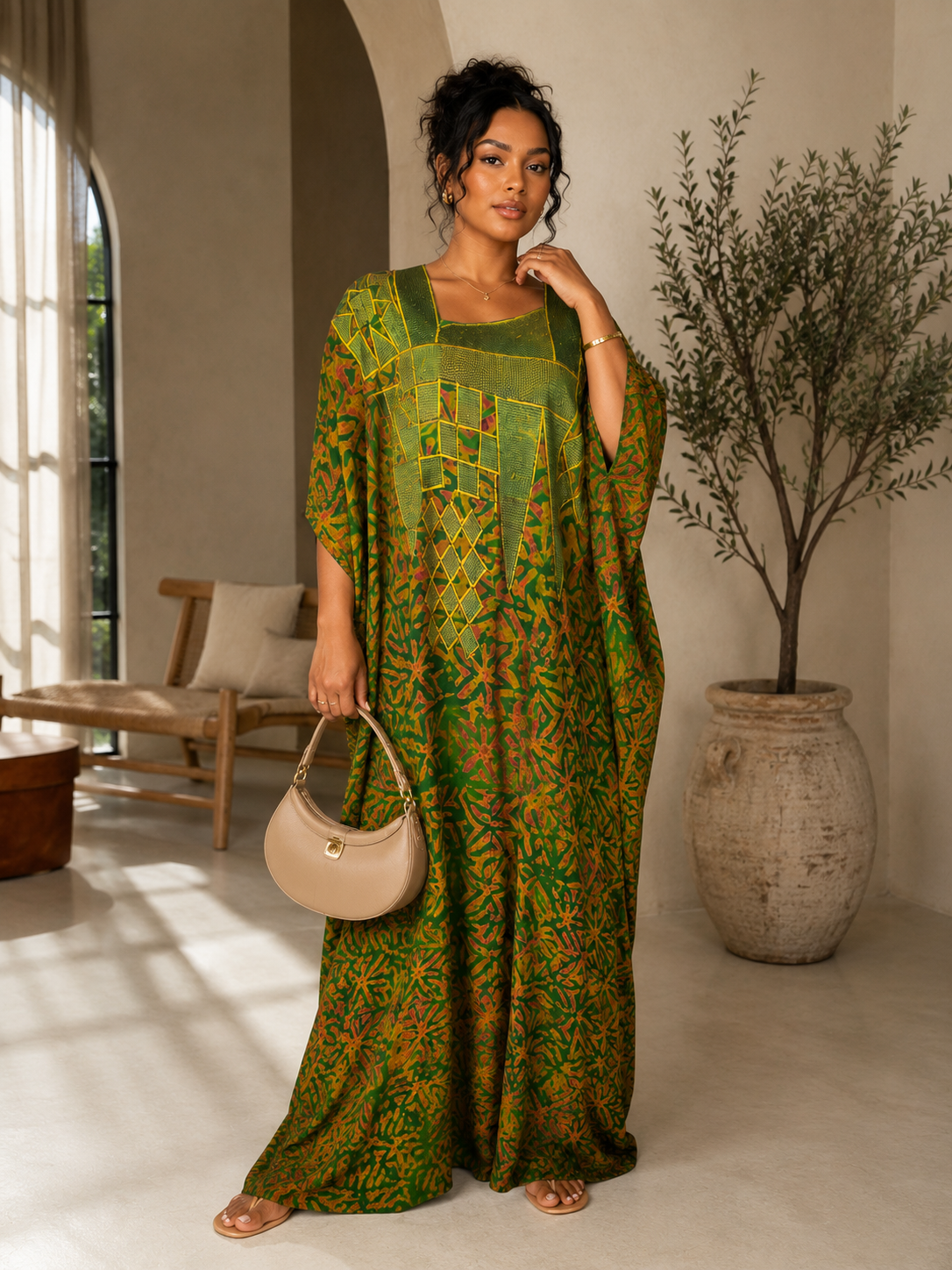 Emerald Luxe African Print Embroidered Maxi Boubou Kaftan Dress | Elegant Oversized Occasion Wear Size 8-16