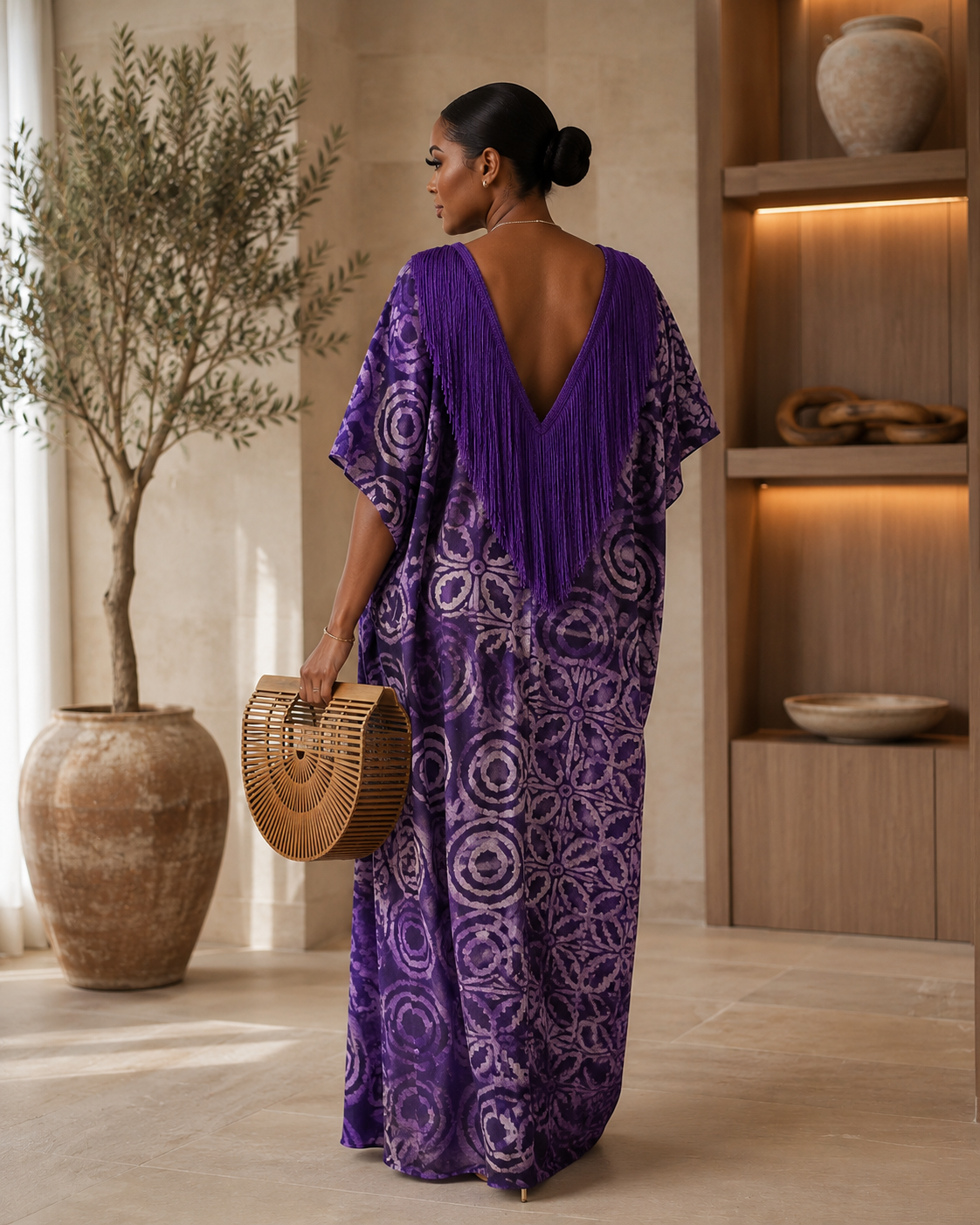 Luxury Purple Fringe African Boubou Maxi Dress – Rich Aunty Kaftan for Women Size 8- 16