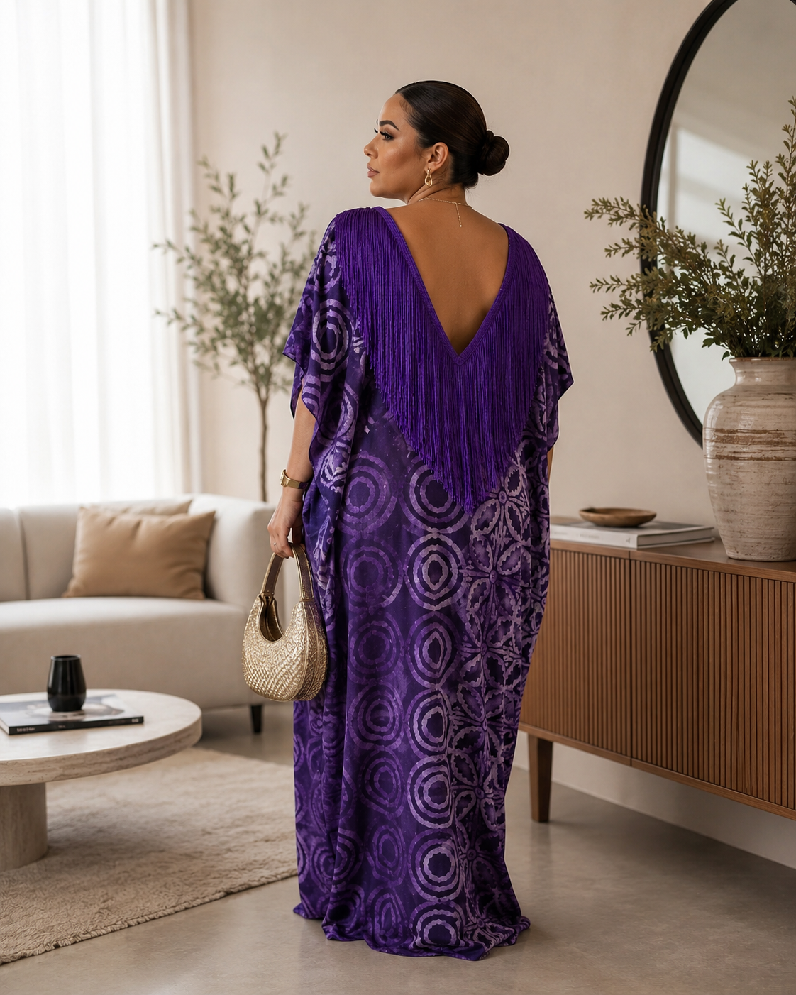 Luxury Purple Fringe African Boubou Maxi Dress – Rich Aunty Kaftan for Women Size 8- 16