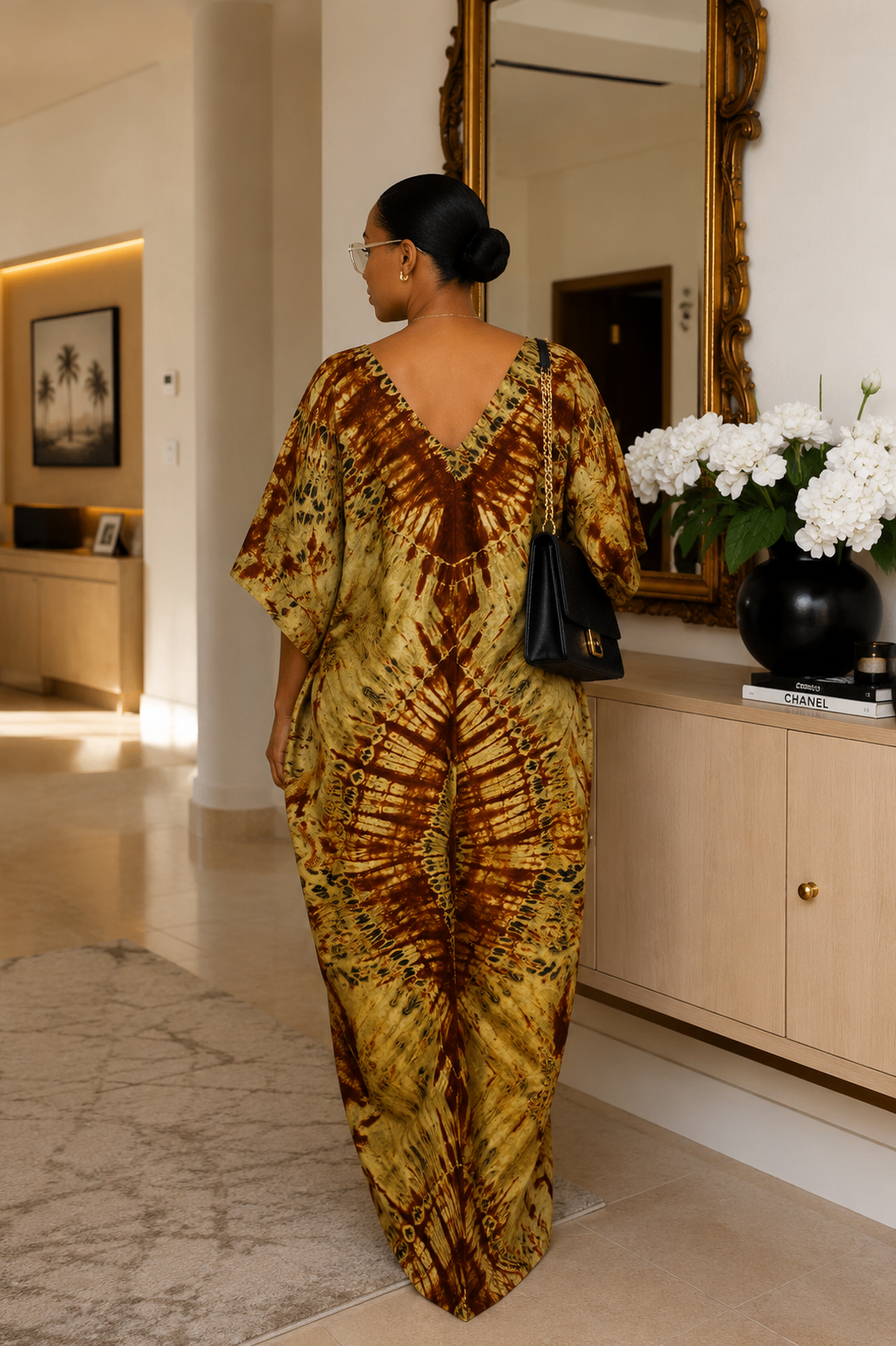 Nude Ocean African Tie-Dye Boubou Maxi Dress – Relaxed Luxury Kaftan for Women  Size UK 8–14