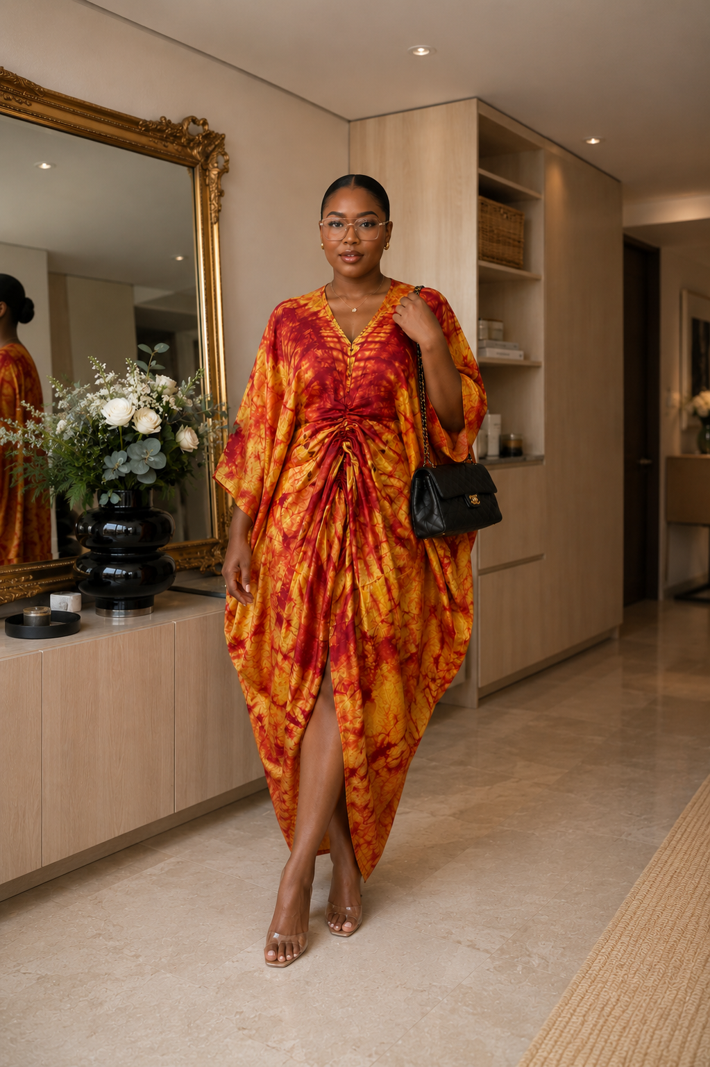 Solara Luxe Tie-Dye Boubou  Kaftan Maxi Dress Summer Size 8-14