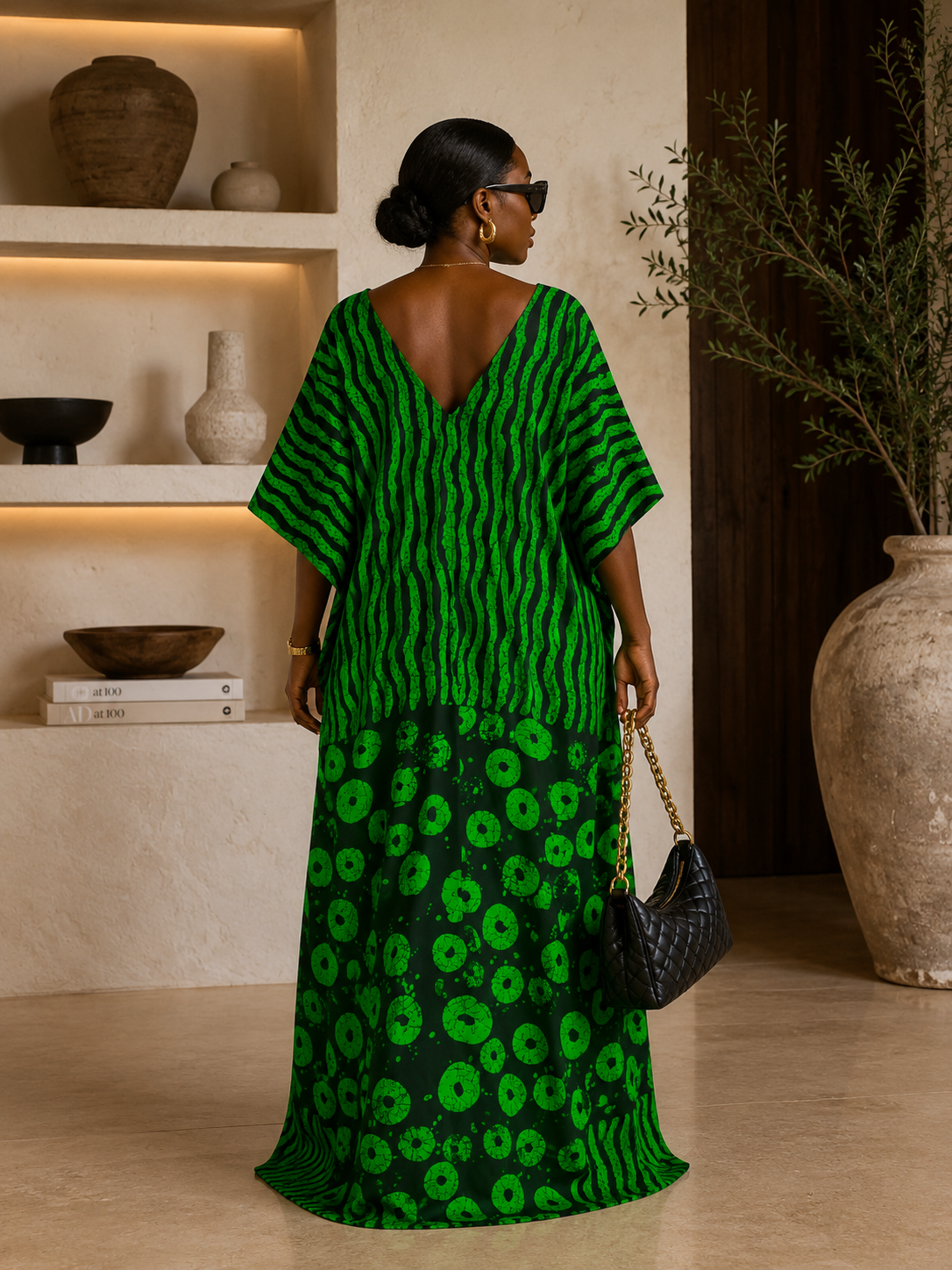 Emerald Majesty Luxury African Boubou Kaftan Maxi Dress – One Size UK 8-14