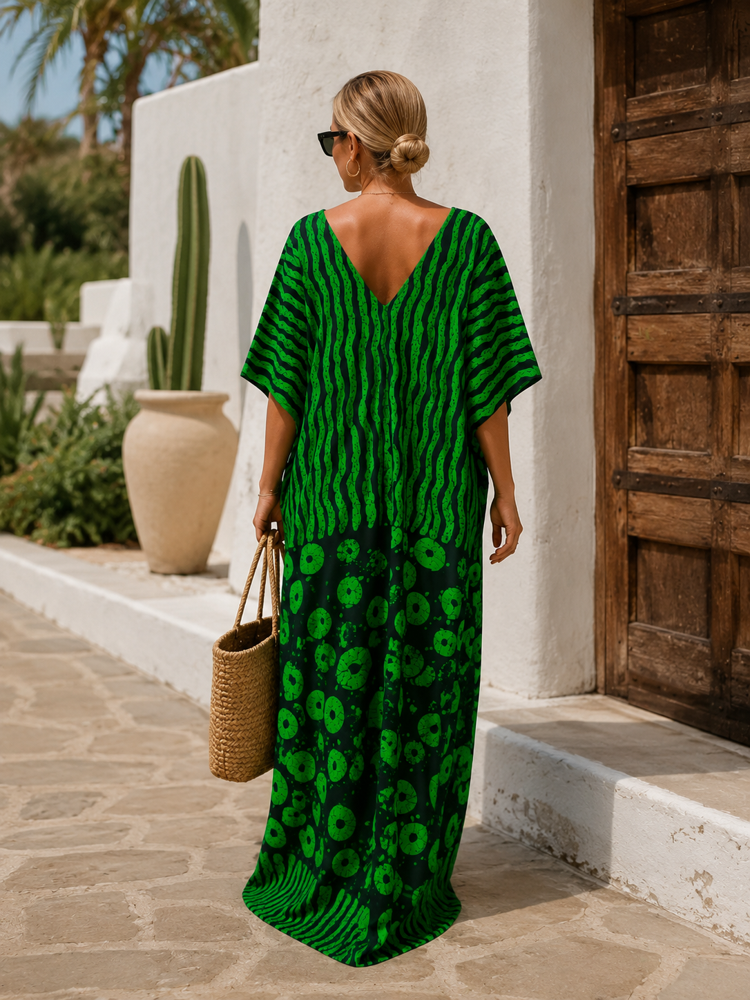 Emerald Majesty Luxury African Boubou Kaftan Maxi Dress – One Size UK 8-14