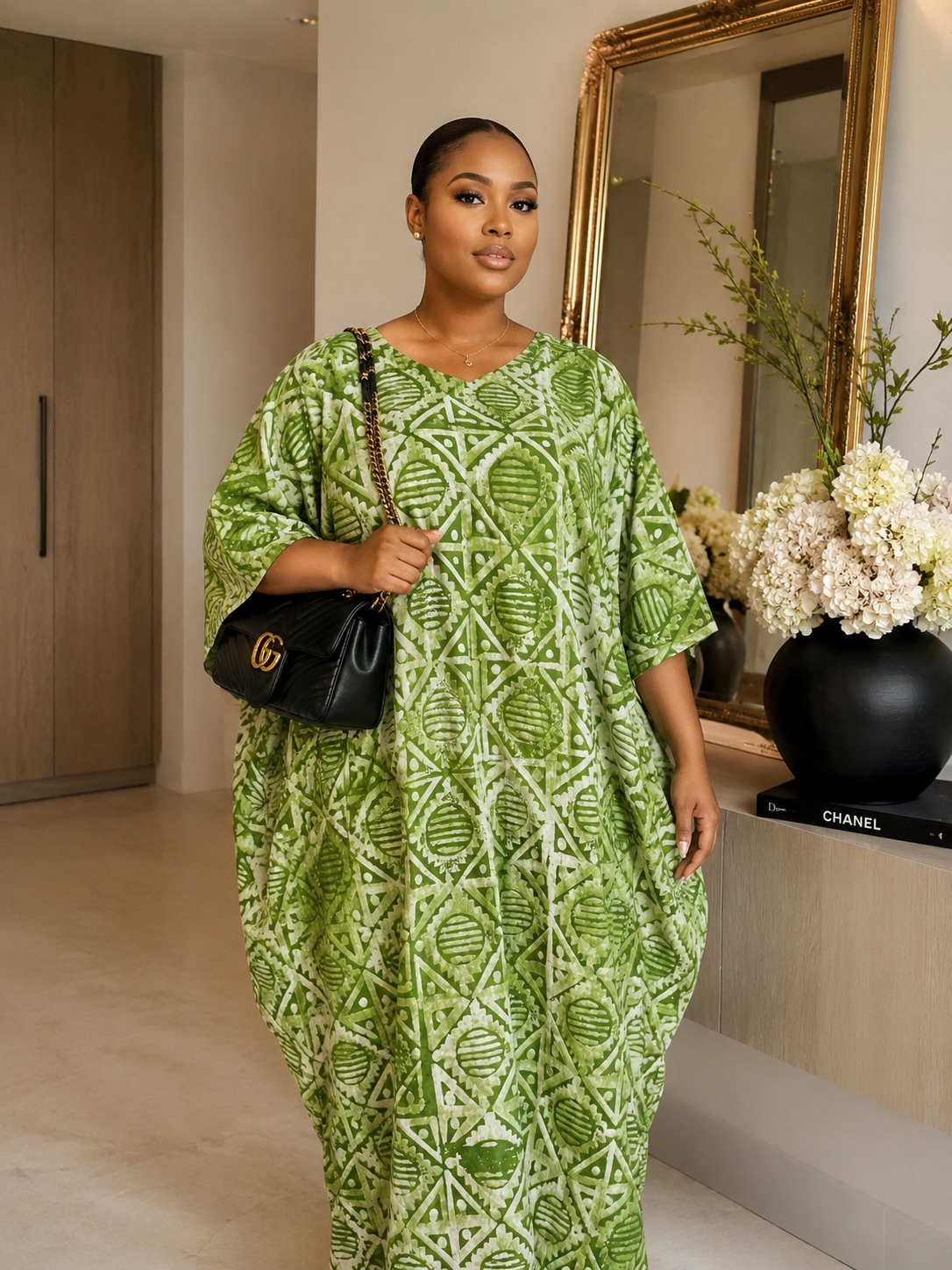 Luxury Green Fringe African Boubou Maxi Dress – Rich Aunty Kaftan for Women Size 8- 16