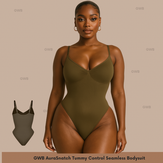 NEW! GWB AuraSnatch Tummy Control Butt Lift Seamless Bodysuit Brown