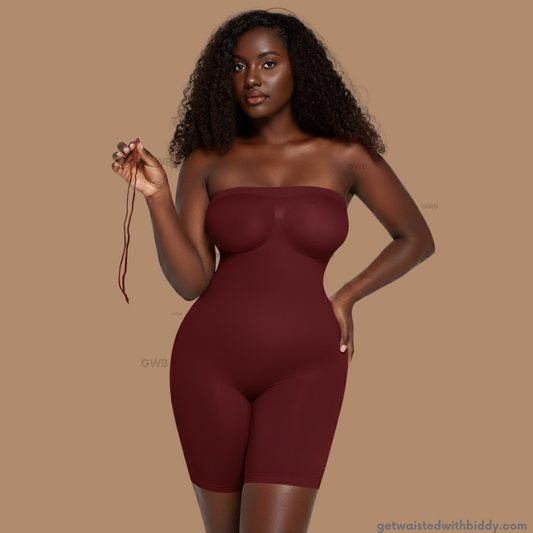GWB Sculpt Removable Straps Butt Lift Tummy Control Shapewear Bodysuit Burgundy