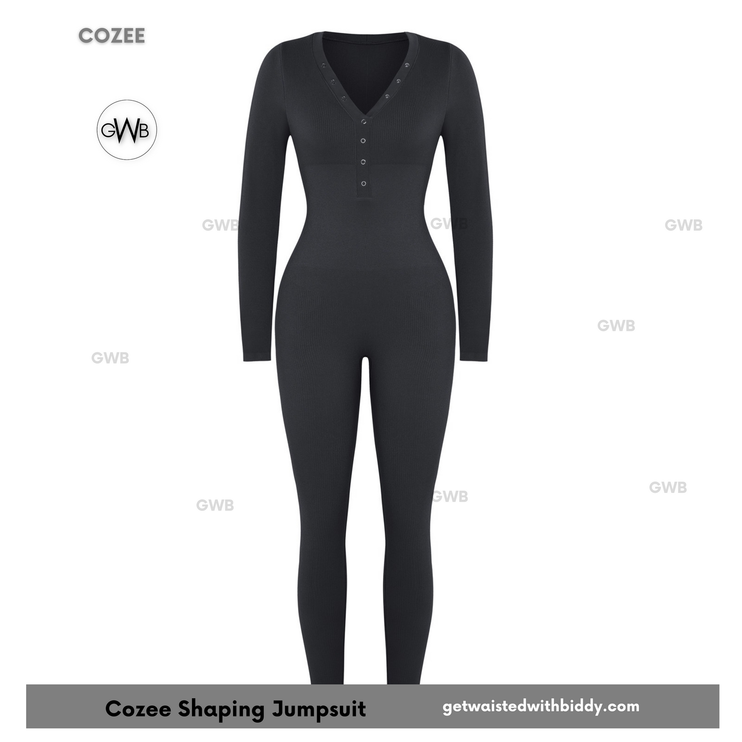 NEW! GWB Cozee Loungewear Jumpsuit Bodysuit Black