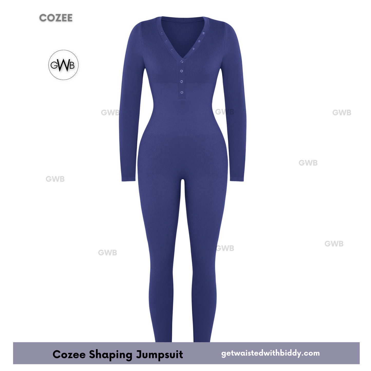 NEW! GWB Cozee Loungewear Jumpsuit Bodysuit Blue