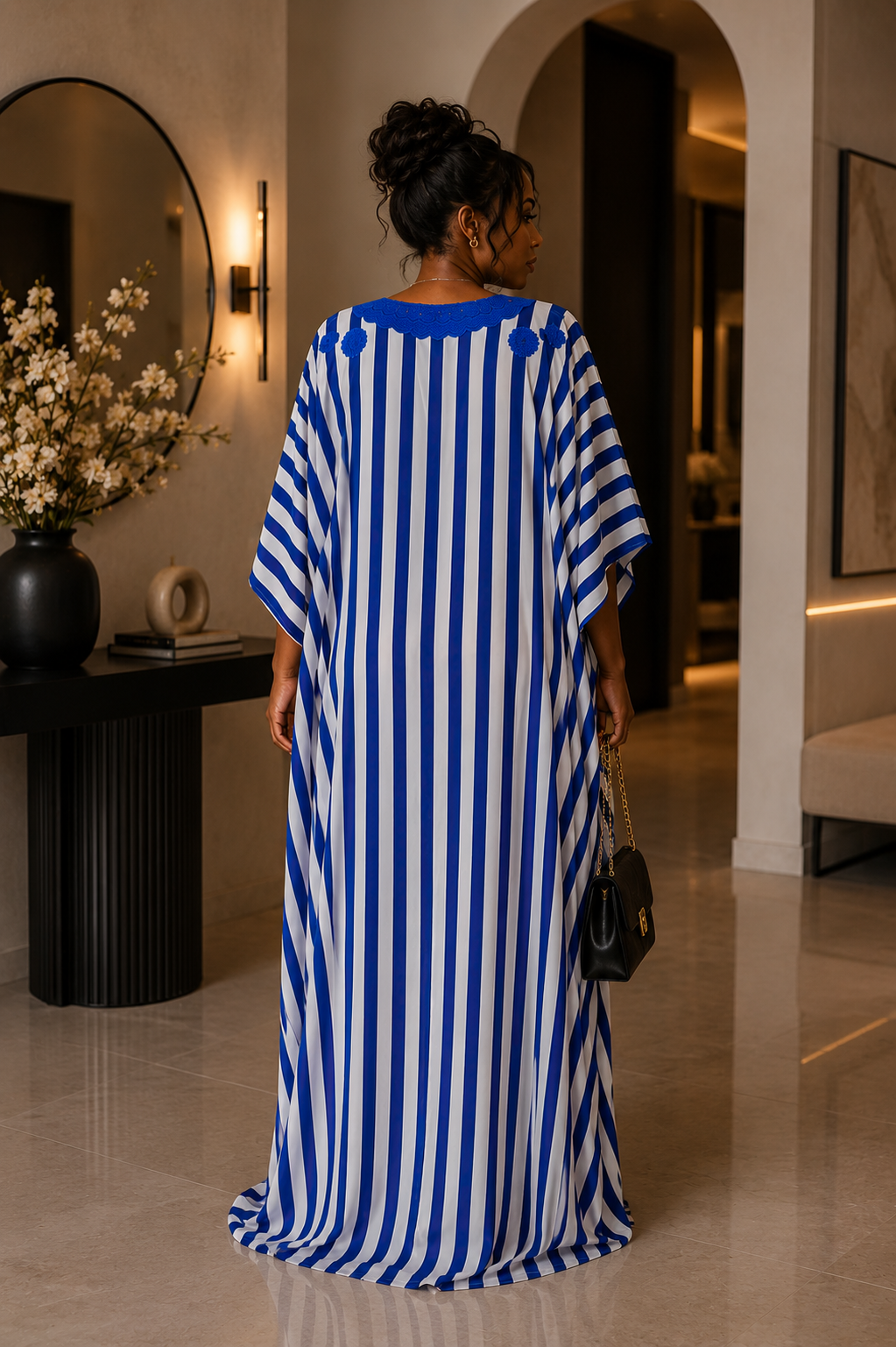 Azure Majesty Luxury Embroidered Boubou Maxi Dress Size 8- 16