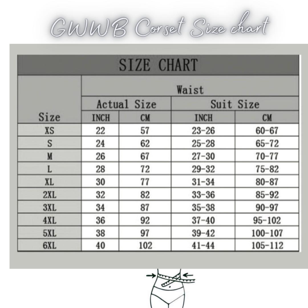 Waist cincher size discount chart